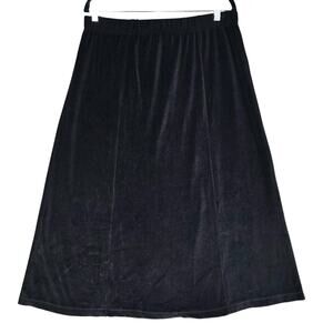 Vtg Appleseeds Velour Velvet Maxi Skirt 1X Black Goth Darkfairy Fairygrunge‎ Y2K